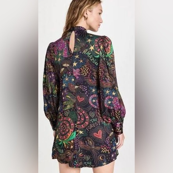 FARM Rio Amazonia Mini Dress, Size Medium, Novelty Print, Puff Sleeves - Picture 2 of 16